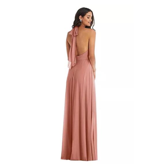 AFTER SIX High Neck Halter Backless Maxi Dress in Desert Rose. Size 8. NWOT - Picture 2 of 10